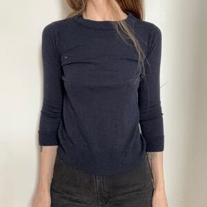 Club Monaco cute navy 3/4 soft wool crewneck sweater size XS S